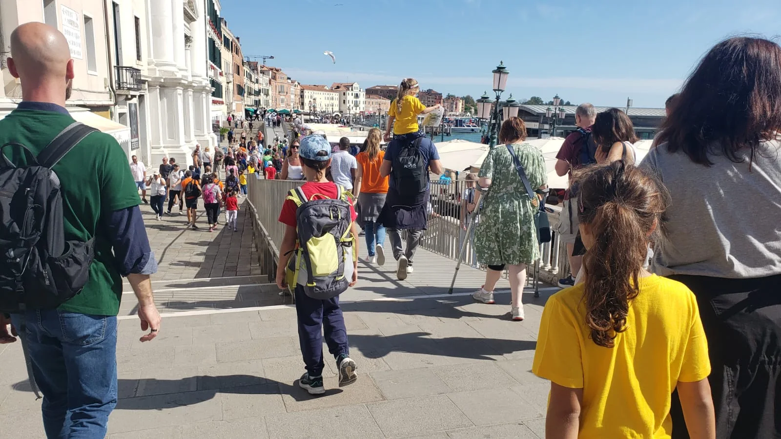A group of players in Venice, each with their own smartphone, all connected to the same treasure hunt